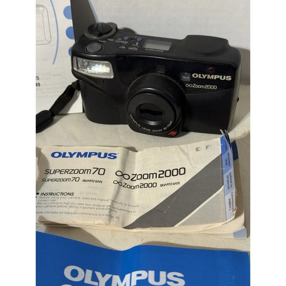 Olympus Zoom 2000 35mm Film Camera Quartz Date 38-70mm AF‎ Lens Tested READ